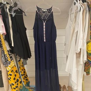 Navy Blue Sleeveless Maxi Dress